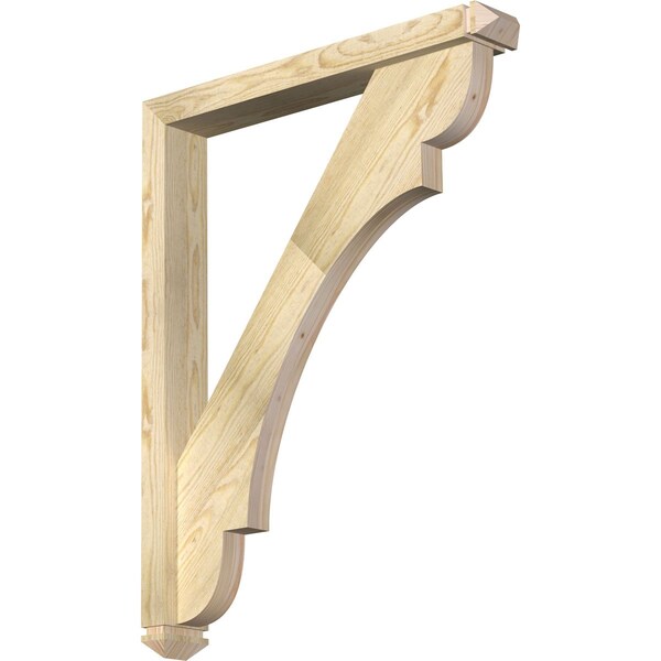 Ekena Millwork Olympic Arts and Crafts Rough Sawn Bracket w/ Offset Brace, Douglas Fir, 4"W x 28"D x 36"H BKT0402X28X36OLY03RDF - main